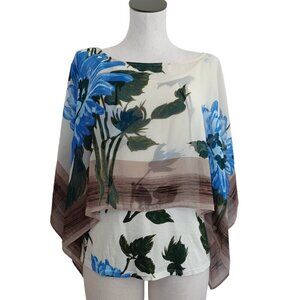 Tiny Anthropologie Blouse Abjure Floral Sheer Overlay Cape Womens Small